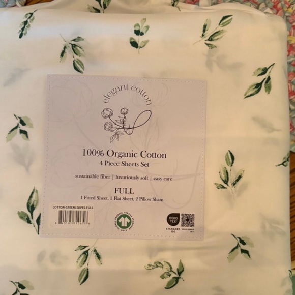 Elegant Cotton 100% Organic Cotton Sheets Full Ivy Leaves NIP MSRP $189